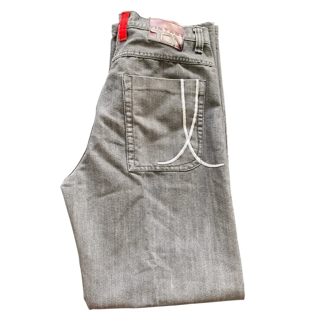 Vintage Don Gray Cotton Embroidered‎ Back Pockets Men Jeans Size 34